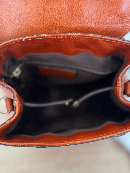 Divina Firenze Genuine Leather Orange 3 in 1 Purse Crossbody Backpack Italy main image 4
